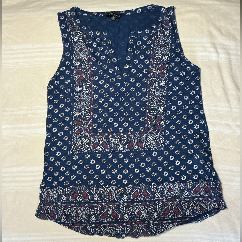 Lucky Brand Navy Paisley Print Sleeveless Top